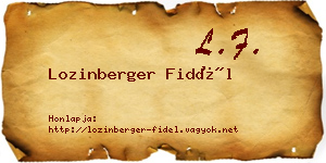 Lozinberger Fidél névjegykártya